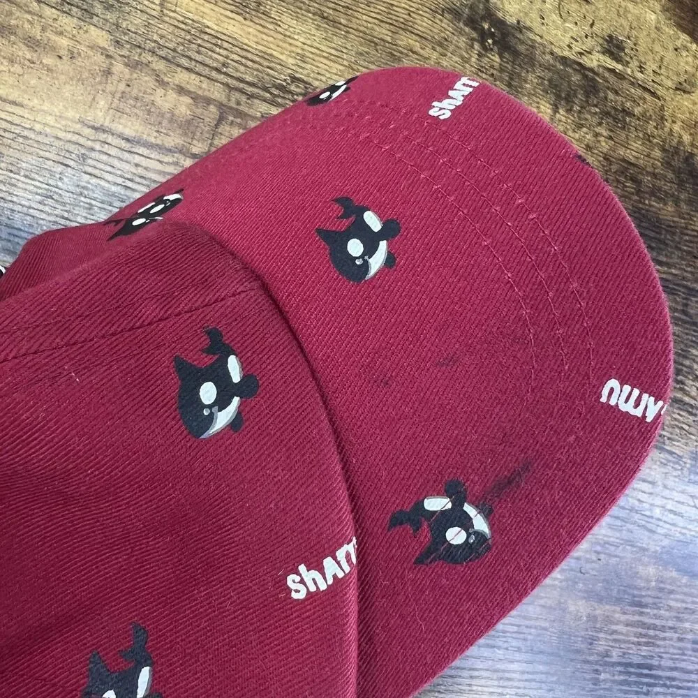 Sea World Shamu Whale Boys Maroon Adjustable Hat Baseball Cap - Small Stain